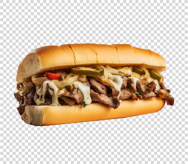 Philly cheesesteak sandwich isolated on transparent background