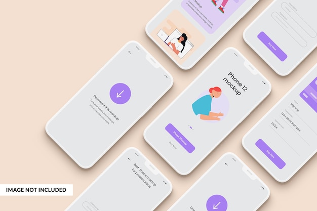 Phone 12 Clay Mockup App Mockup App UI Mockup