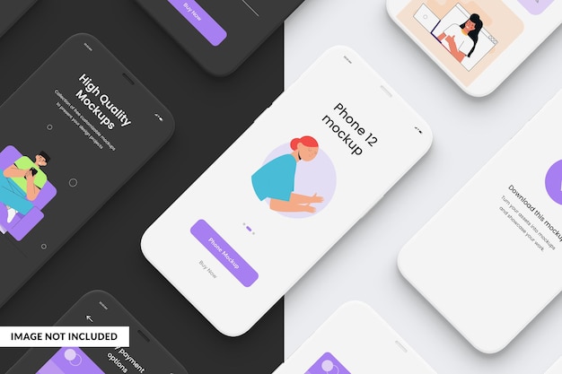PSD phone 12 clay mockup app mockup app ui mockup