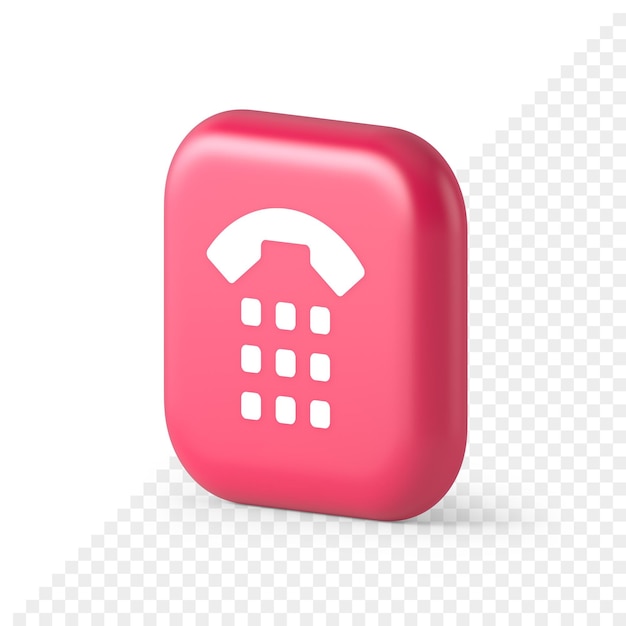 Phone call button application handset mobile contact communication 3d realistic isometric icon