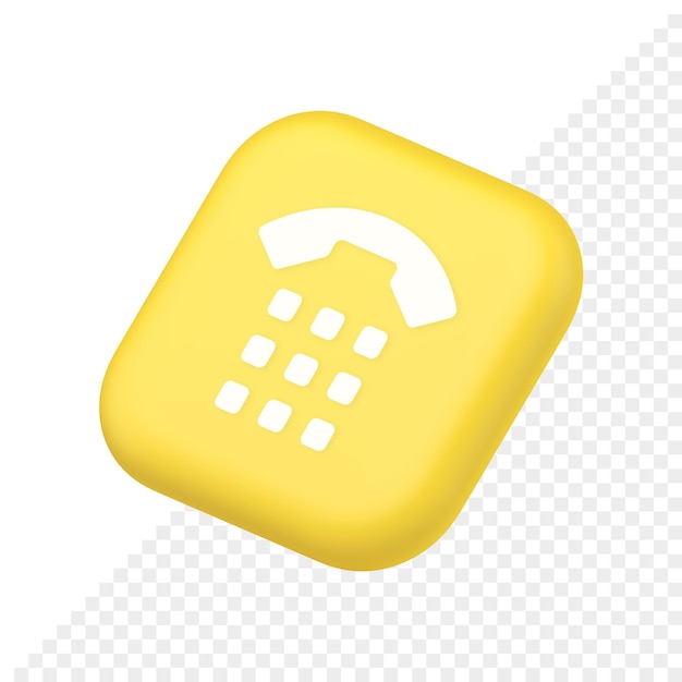 Phone call button handset mobile contact communication symbol website icon 3d rendering