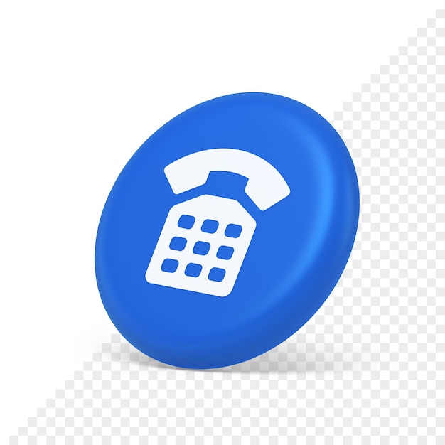 Phone customer support call contact connect button retro telephone handset 3d isometric realistic icon