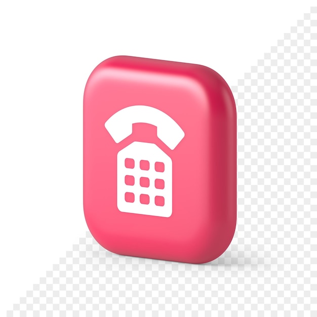 Phone customer support call contact connect button retro telephone handset 3d realistic isometric icon