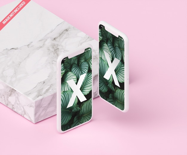 Phone mockup with marble