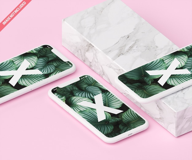 Phone mockup with marble