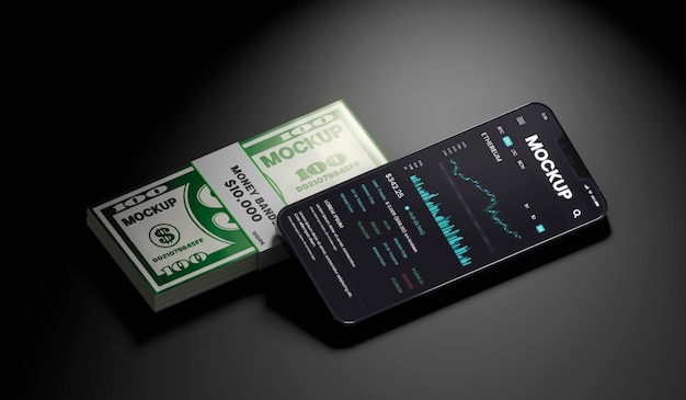 Phone mockup with money design