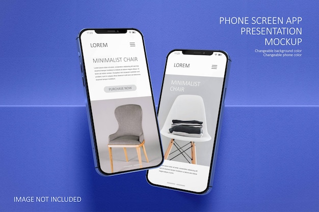 Phone screen app presentation mockup