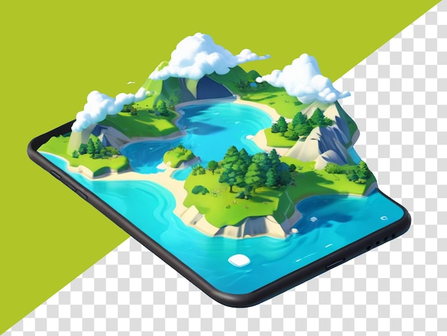 a phone screen with a picture of a mountain on it