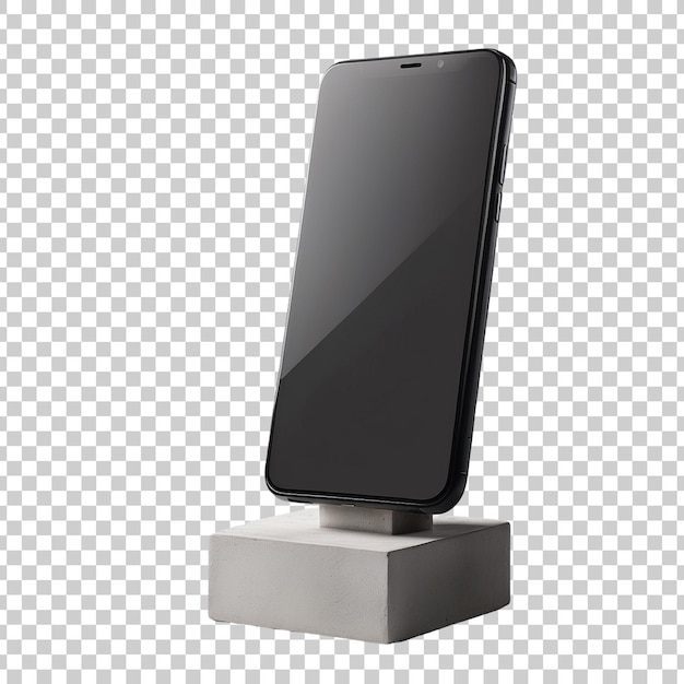 a phone on a stand with a screen that says samsung on it