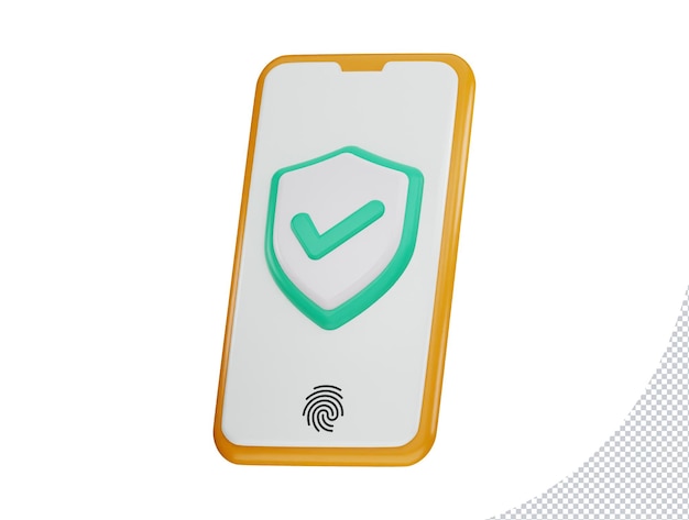 Phone with a green verified icon 3d rendering vector illustration