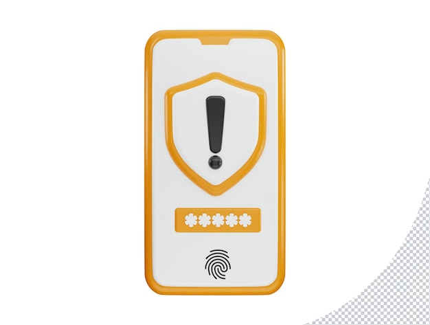 Phone with user warning icon 3d rendering vector illustration