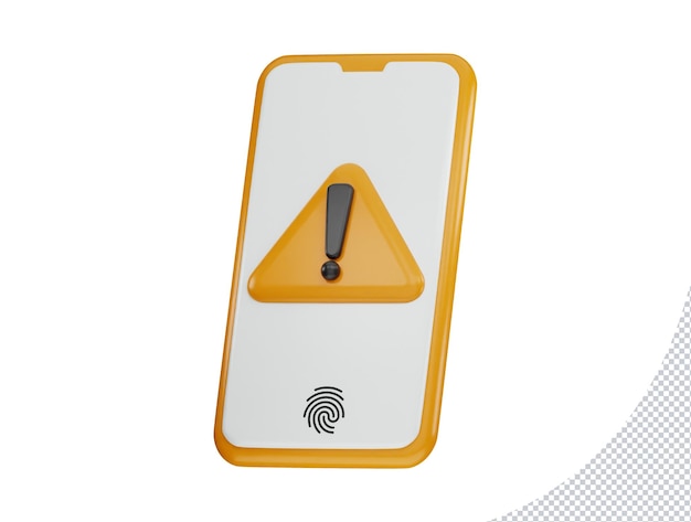 Phone with warning icon 3d rendering vector illustration