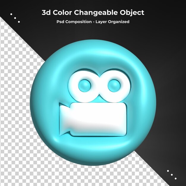 Photo camera with with lens and button.3d rendering icon Cartoon minimal style