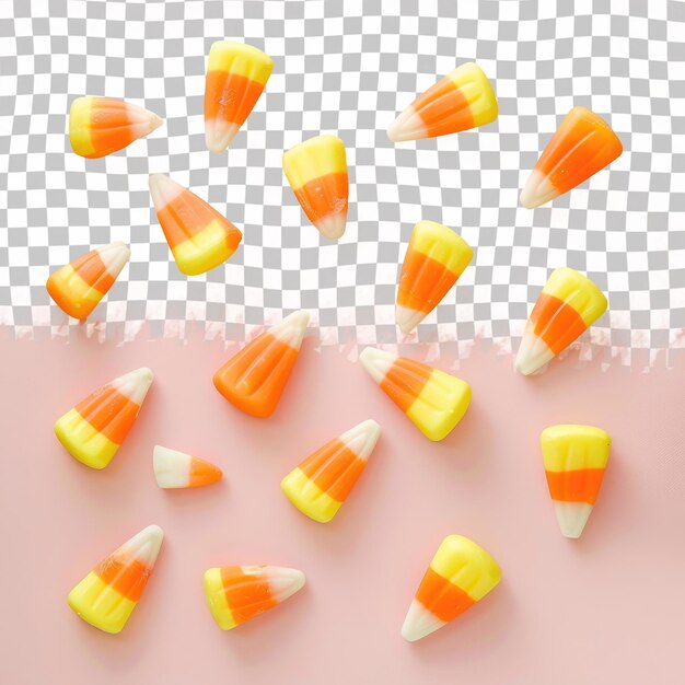 PSD a photo of candy corn on a checkered background