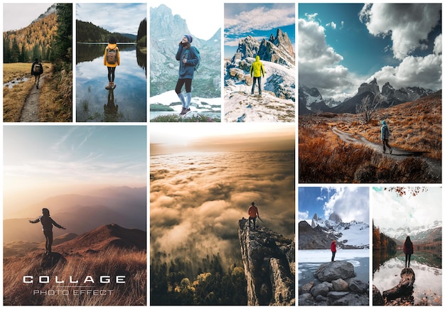 Photo collage frame grid effect Mockup