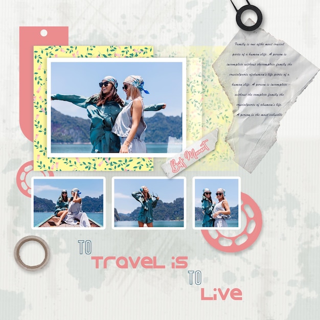 PSD photo collage grid for travel banner or poster template