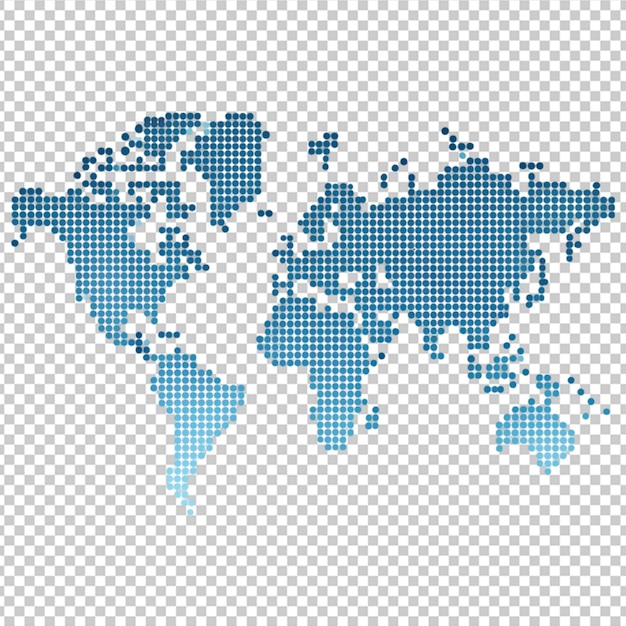 photo dots world map on white background