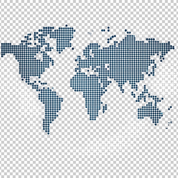 PSD photo dots world map on white background