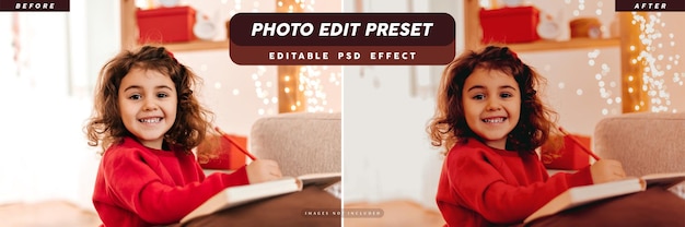 Photo edit preset filter for baby sitting services