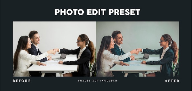 Photo edit preset filter for business banner brochure corporate deal