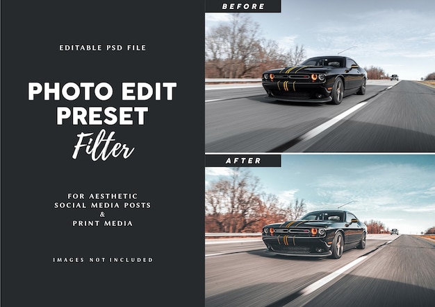 PSD photo edit preset filter for car banner advertisement brochure