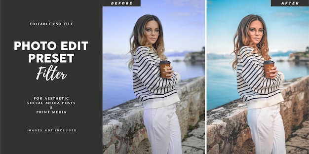 Photo edit preset filter for casual fashion travel business