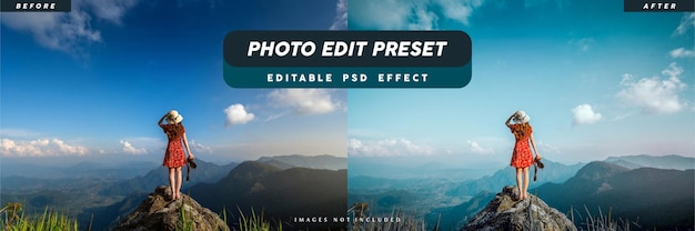 Photo edit preset filter for landscape travel photographer