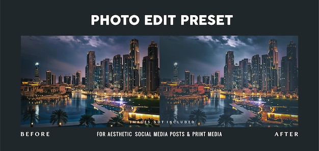 Photo edit preset filter for nightscape photography