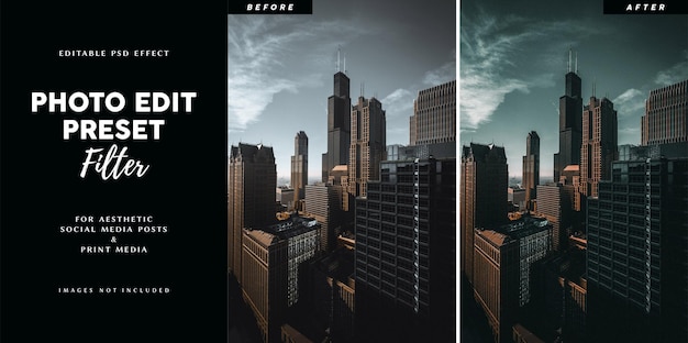 Photo edit preset filter for real estate web banner design