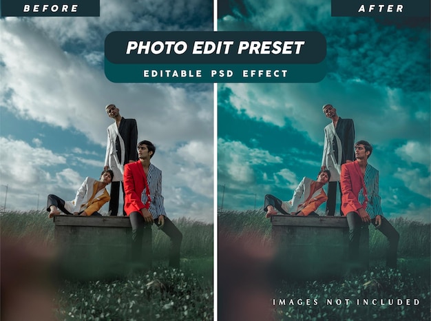 Photo effect preset filter for fashion catalog banner brochure design