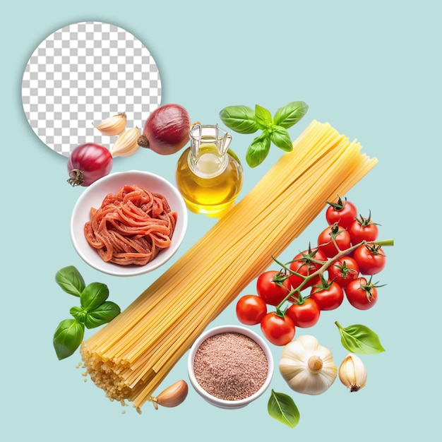 Photo fettuccine spaghetti pasta with pesto sauce on transparent background