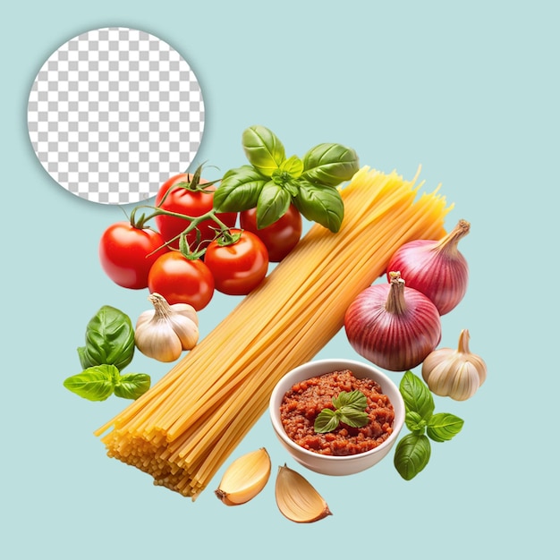 Photo fettuccine spaghetti pasta with pesto sauce on transparent background