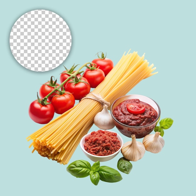 Photo fettuccine spaghetti pasta with pesto sauce on transparent background