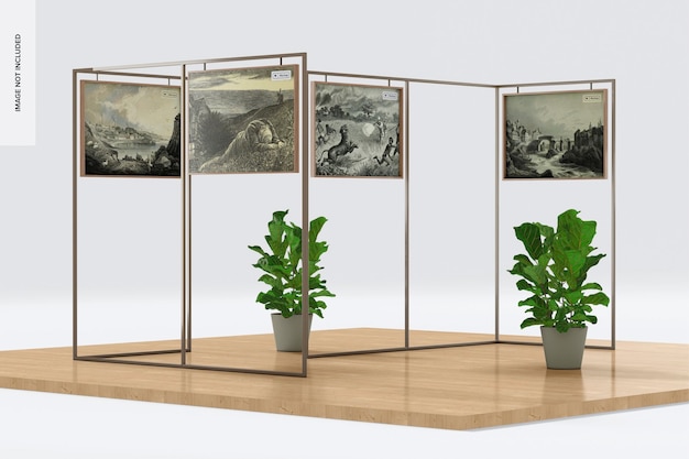 Photo Frame on Metal Stand with Plants Mockup