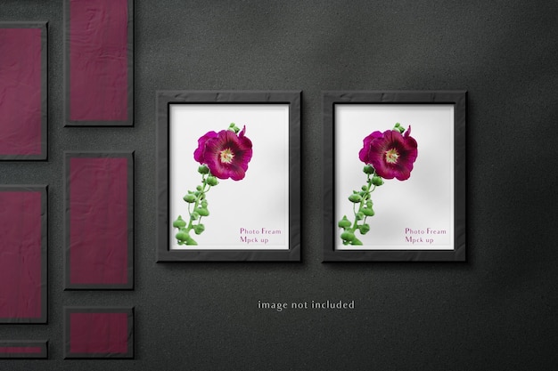 Photo frame mockup dark wall background