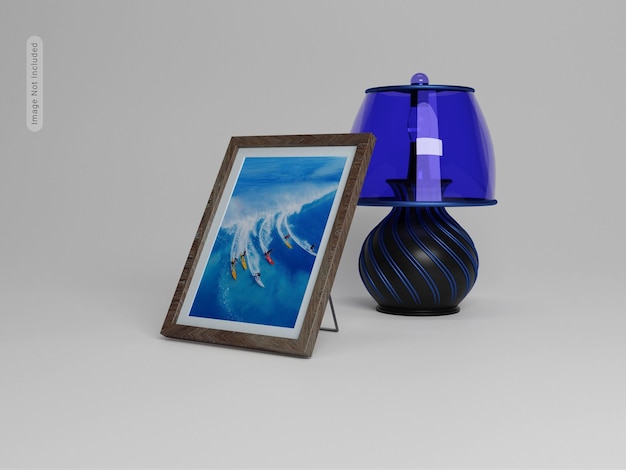 Photo frame with lamp mockup