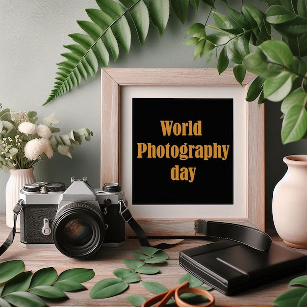 PSD a photo frame with a picture frame that says world photography