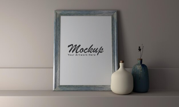 Photo Frames mockup with decor