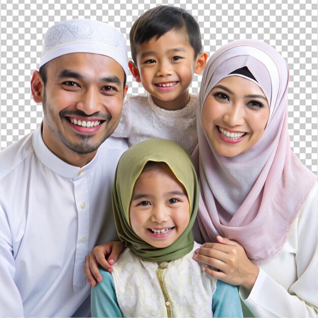 photo happy Asian Muslim family having fun together