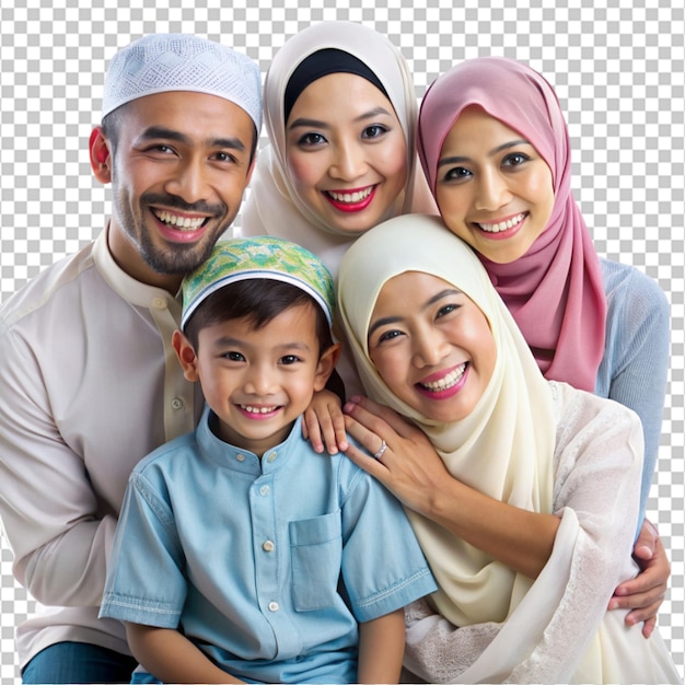 photo happy Asian Muslim family having fun together