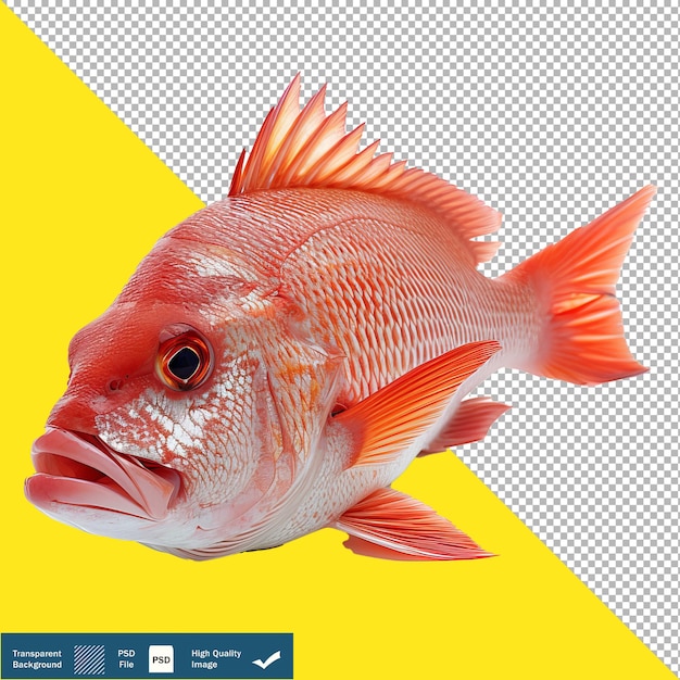 A Photo Image of a Red Snapper on a White Background transparent background PNG PSD