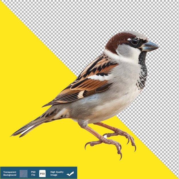 A Photo Image of a Sparrow on a White Background transparent background PNG PSD