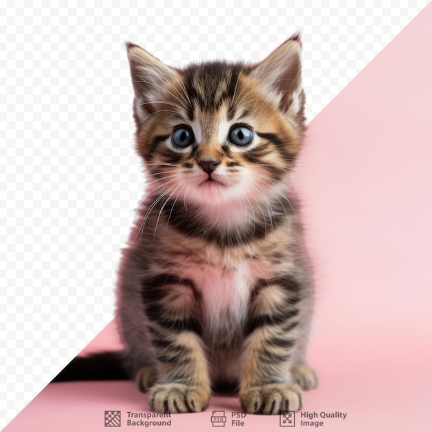 a photo of a kitten with a pink background that says " a name of a cat. "