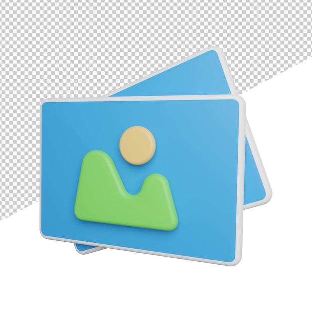 Photo Simple Capture side view 3d icons rendering illustration on transparent background