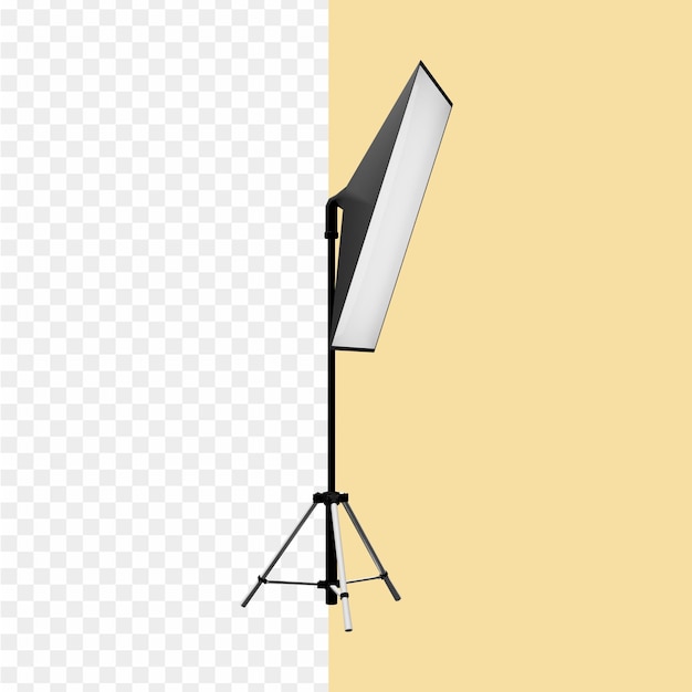 A photo studio light on a yellow background