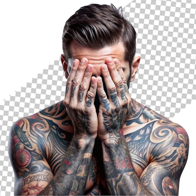 PSD photo tattoo artist man isolated on transparent background