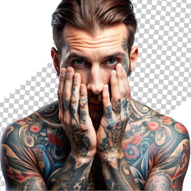 PSD photo tattoo artist man isolated on transparent background