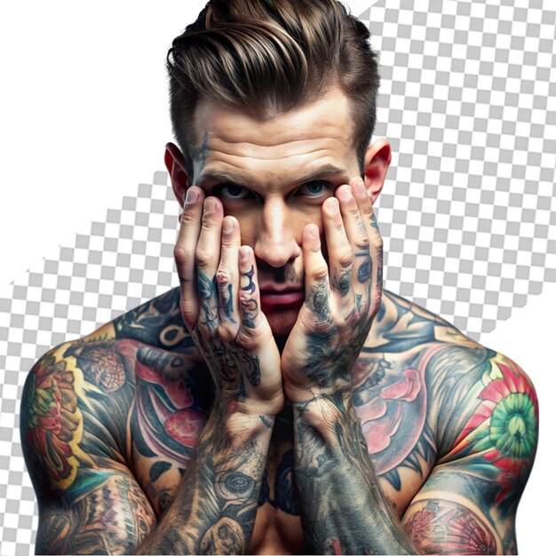 PSD photo tattoo artist man isolated on transparent background