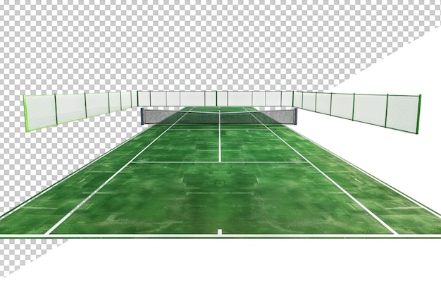 a photo of a tennis court with a net on the bottom