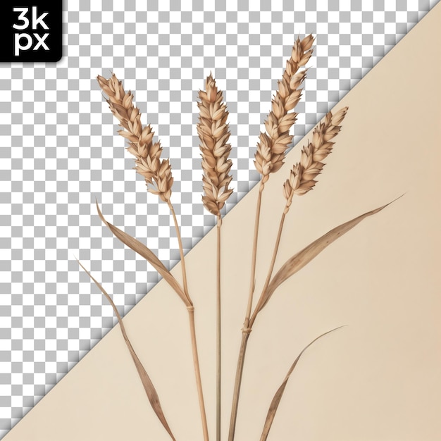 PSD a photo of wheat stems and stems on a grid